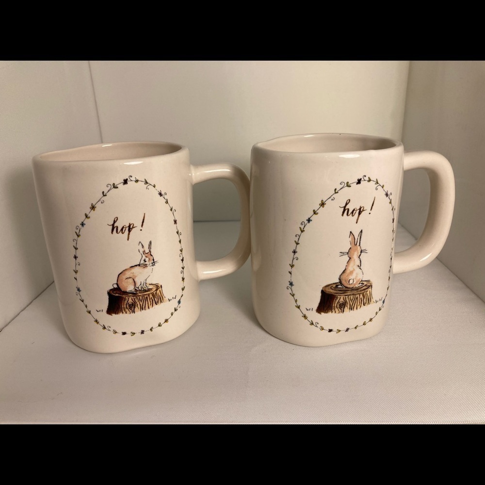 RAE DUNN HOP Mugs w/ bunnies